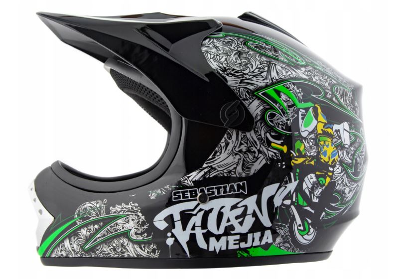 Helma racing TATAN černá se zeleným detailem M (57-58 cm) 