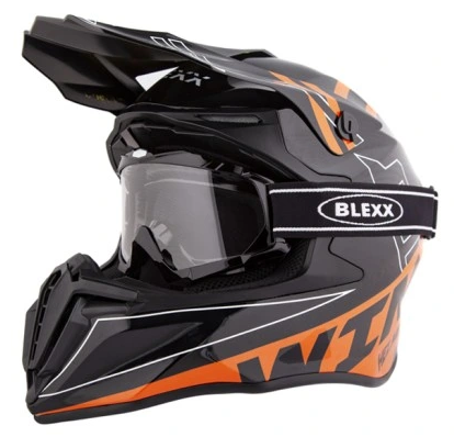 BLEXX motocross helma černo oranžová S (55-56 cm) SET + brýle