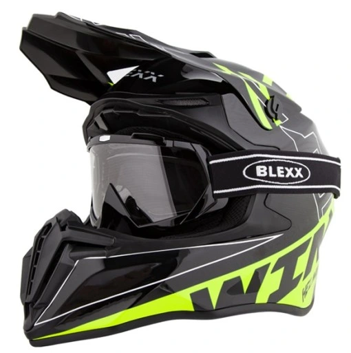 BLEXX motocross helma černo žlutá M (55-56 cm) SET + brýle