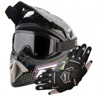 ATV moto set: Helma Power XS (53-54 cm) + rukavice a brýle