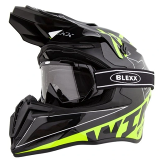 BLEXX motocross helma černo žlutá XS (53-54 cm) SET + brýle